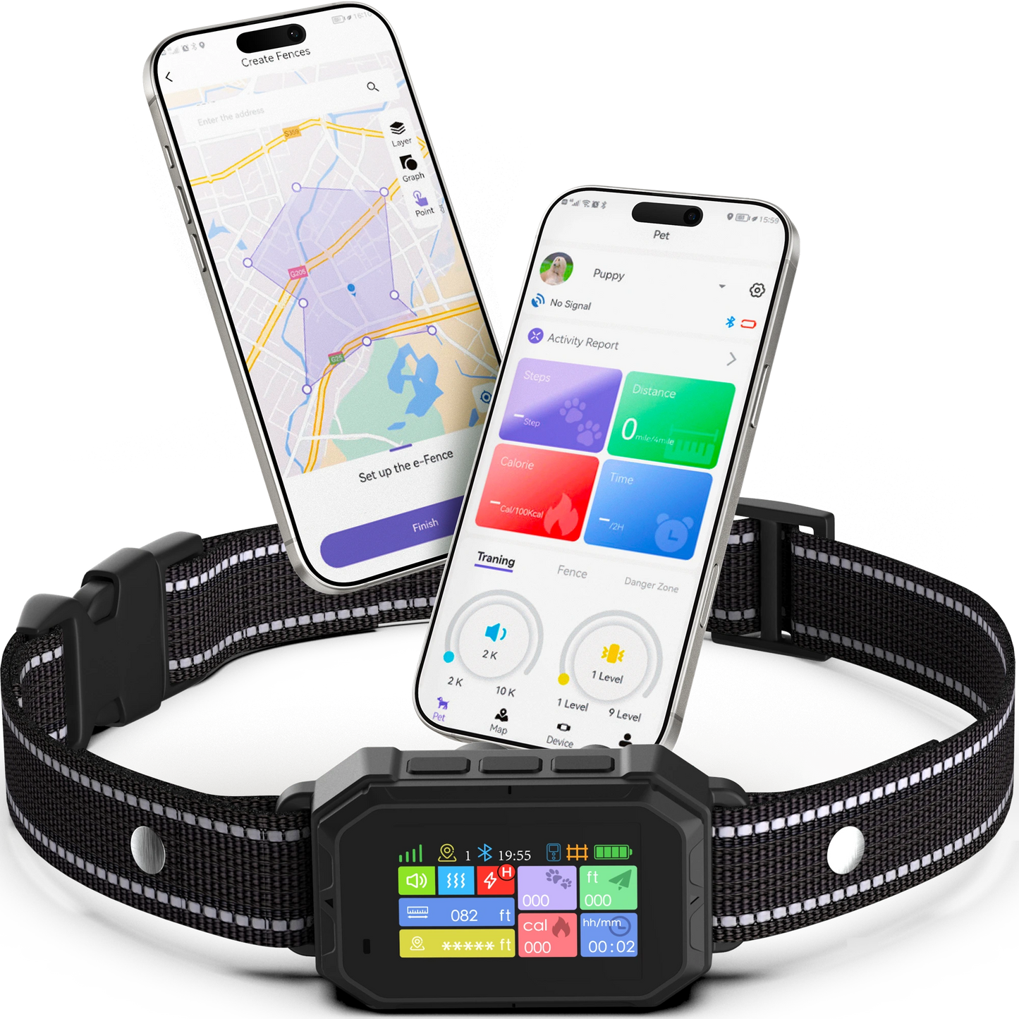 STÙNICK SF1 GPS Wireless Dog Fence with App 2-in-1 Fence & Dog Training Collar