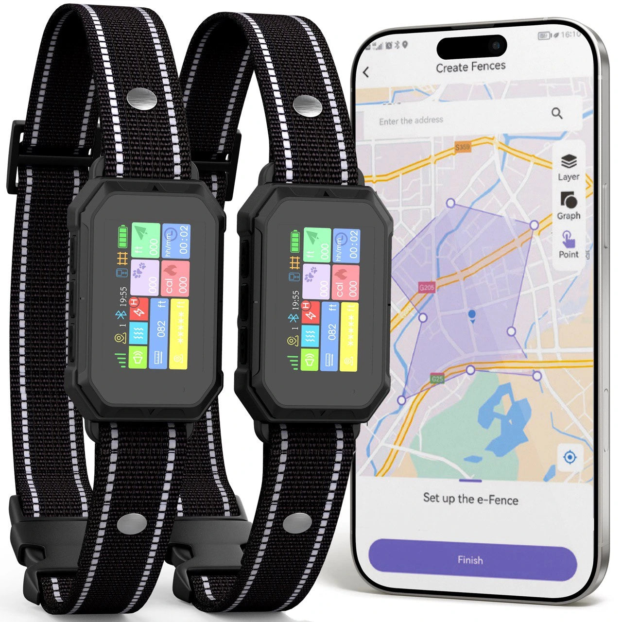 STÙNICK SF1 GPS Wireless Dog Fence with App 2-in-1 Fence & Dog Training Collar
